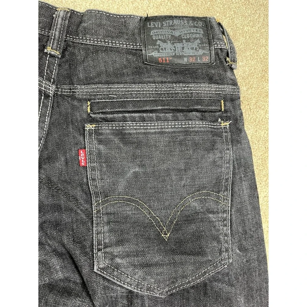 Levi’s 511 Slim Fit Jeans 32x31.5 Dark Gray Utility Variant Angled Back Pockets‎